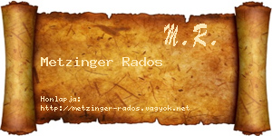 Metzinger Rados névjegykártya